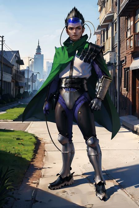 dalethsmtii, black hair, cape, armor