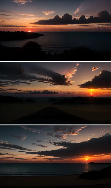 Scenery of sunset and dusk by the seaside
