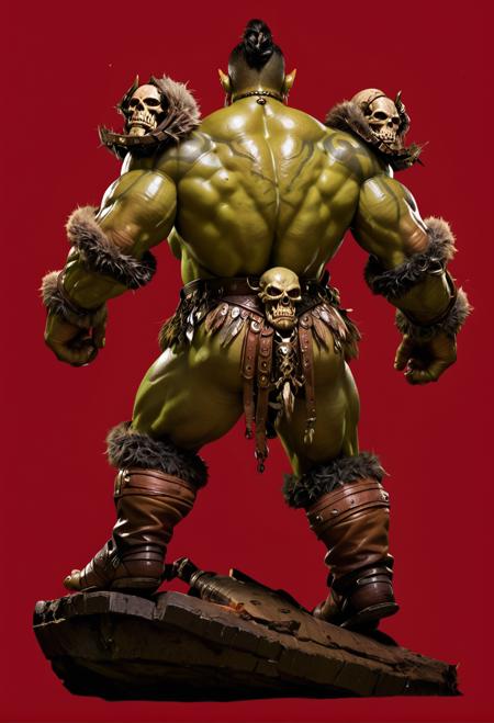 ,ruanyi0781,orc,monster boy,green skin,beard,full body,no humans,skull,