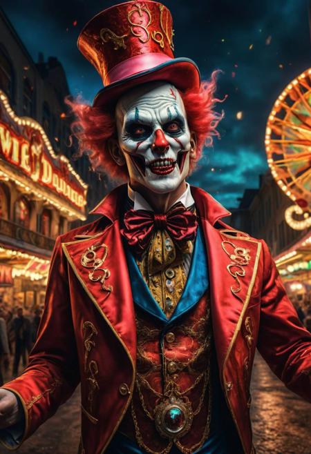 <lora:md2034:0.5>, Epic, terrifying cinematic photograph,  fulllength photograph, disturbing colour splatters, psychologically upsetting, artful,
poster_\(medium\),  ((wild dreamscape)),  ((When it comes to the carnivals of the Devil, I am your narrator, host, storyteller, and ringmaster )) , (("666" emblem)),  (simple_background:1.3), symmetry,(no_humans:1.3),, (masterpiece:1.3), (best_quality:1.3), (ultra_detailed:1.3), 8k, extremely_clear, realism, (ultrarealistic:1.3),, insane details, intricate details, hyperdetailed, ultra detailed, extreme detailed, highest detailed, high_detail, epic, attention getting, hdr, uhd, photorealistic, ultra 3d,  highres, ultra_high_res, photography, aesthetic, extremely_delicate, ng_deepnegative_v1_75t, Ellis-RealismBoost, epiCRealism