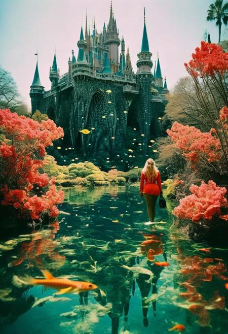 ()Hyoer Realistic:2.0)Polaroid picture of 
image of a futuristic, underwater Disneyworld in Orlando, 2070. The amusement park is teeming with life, as schools of fish dart past the iconic Cinderella Castle, now a majestic, coral-encrusted structure.
(Focusing on the close up on the Beautiful Mature women, each with a voluptuous figure:2.75) dressed in futuristic, neon-lit scuba gear, explore the park, marveling at the wonders of this submerged world. The air is filled with the sweet scent of blooming seaweed, and the sound of gentle, underwater music.
Capture the surreal, enchanting atmosphere of this scene, where the magic of Disney meets the thrill of underwater exploration