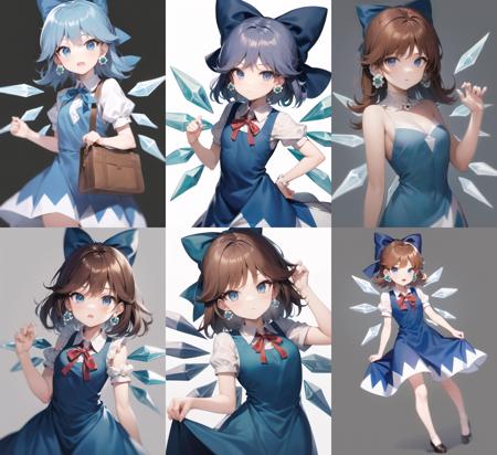 <lora:daisy1-000015:1>, (cirno (/cosplay/), cosplay, blue dress, blue bow, ice,:1.1) simple background,