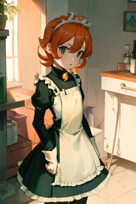 1girl, sgptc, short hair, orange hair, green eyes, <lora:patricia-skullgirls:1>