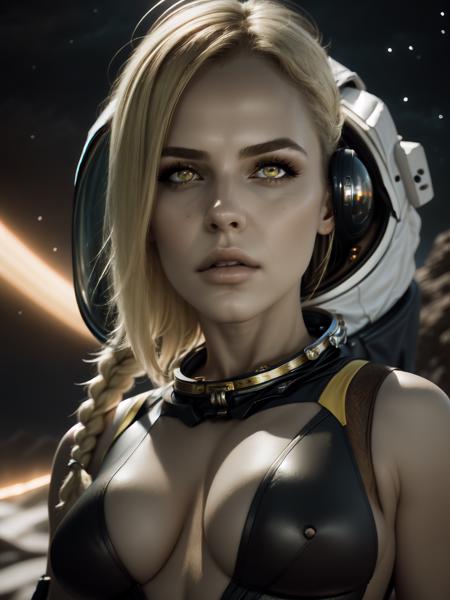 (masterpiece, best quality:1.2), <lyco:Queen_Marika:0.7> 1girl, lips, yellow eyes, parted lips, blonde hair, hair over one eye, long single braid, breasts, large breasts, (covered nipples:0.5) [(astronaut:1.4):bodycon] costume, no helmet, hair ornament, looking at viewer, (suggestive:0.9), horny, (segges:1.2) outdoors, (night:1.3), scared, landscape, cosmos, gloomy mountain at the background, cinematic lighting, (volumetric lighting), extremely detailed CG unity 8k wallpaper, focused, extremely detailed, ultra realistic, photorealistic, sharp focus, (high contrast), photograph, detailed and intricate, instagram, highly detailed, digital painting, artstation, concept art, smooth, sharp focus, illustration,, (epic realistic, hdr, luminous, intricate details, hyperdetailed, cinematic, rim light) -creative