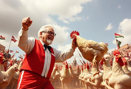 Colonel Sanders giant chicken fight