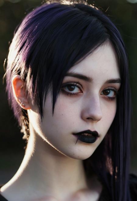(((top-priority))), real-life, goth-girlfriend, split ambient twilight light, shallow focus, realistic shadows, ideal, vellus hairs, best image, best quality, depth of field, perfect composition, suggestive:1.2,
