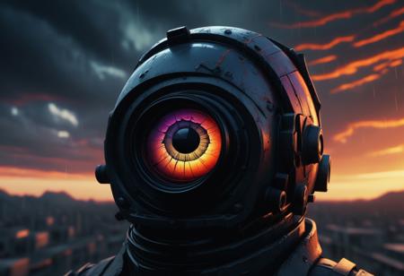 vbntnr apocalyptic skies, dark clouds, sunset, sharp focus, highly detailed, 8k, focus, (anime style, lines:1.15), bitter sweet, (no humans, no human, empty, sci-fi, desolated:1.2), 8k, sharp, (masterpiece, best quality:1.2), face close up, dreamy, chaotic eyes, abstract art, warped realities, refraction of colors, slower speed of light, smooth color gradients, gradients