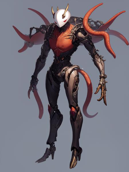 CthuluBishop [tentacle head,spider hands],full body,high quality, super detail, high quality, super detailed, 4k, concept art,simple background,cyborg,(full body:1.4),