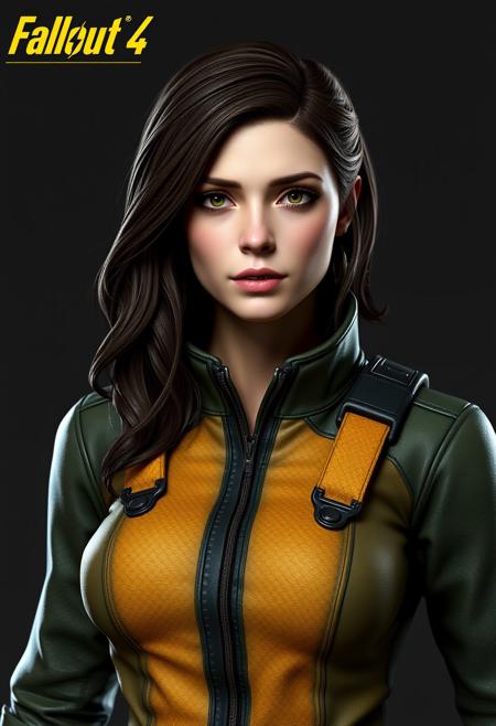 ultra realistic, , very detailed, very realistic, , detailed face, photorealistic, Realism, Extremely Realistic, 1 woman , standing, pose, (vault 69 suit:1.9), fallout 4, fallout