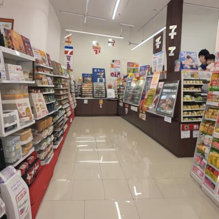 masterpiece, best quality, ultra-detailed, illustration,
7eleven, scenery, indoors, tile floor, tiles, shop, multiple boys, multiple girls, realistic, photo (medium), photo background
 <lora:7eleven_scenery_SD15_V1:1>