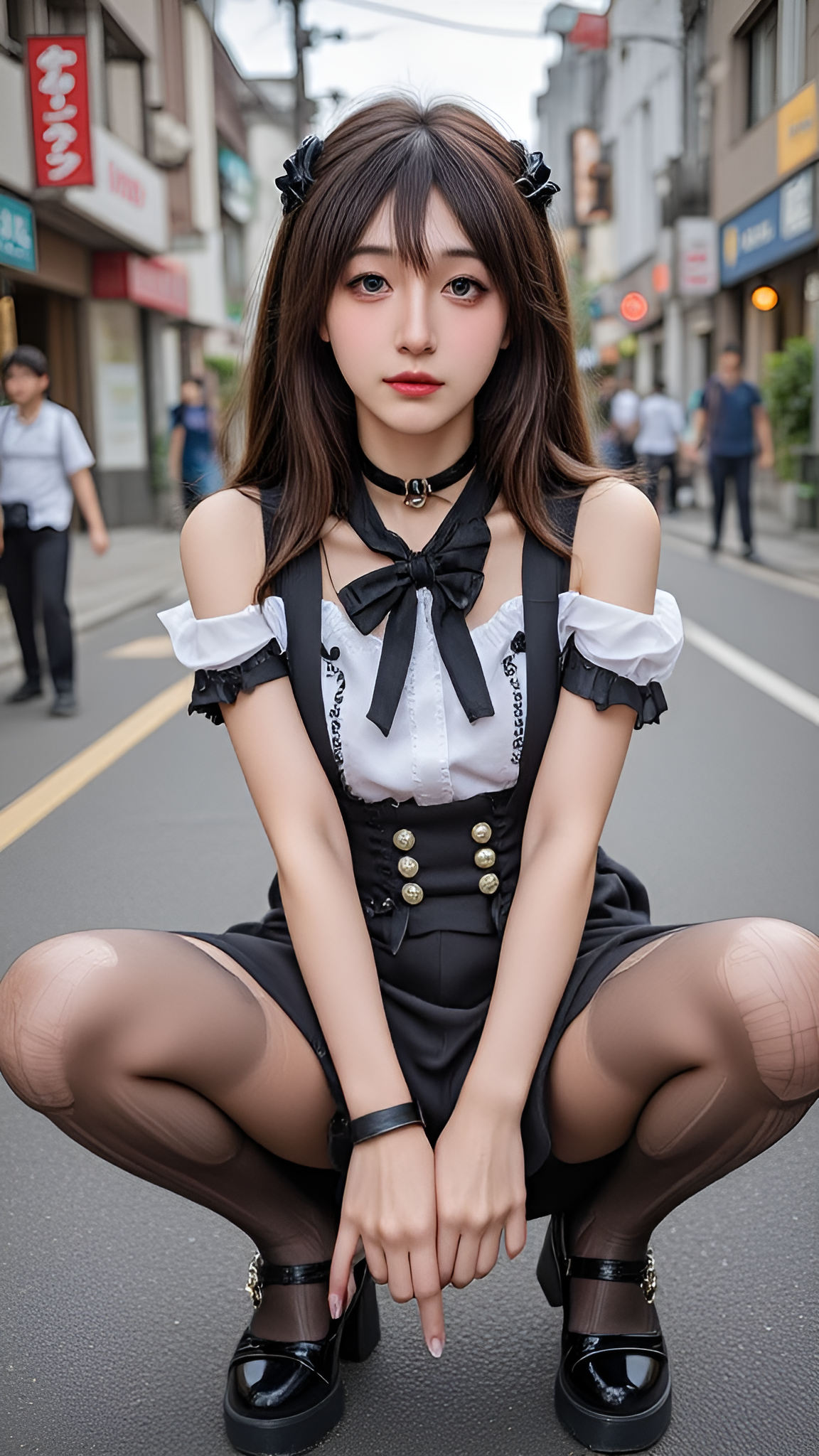 a_realistic_photo_of_a_beautiful_woman_in_cyb_jiraikei_outfit__include_off_shoulder_shirt_and_bowtie_and_suspender_skirt_with_buttons_and_bows__she_is_also_wearing_chocker_and_black_tor_2212275646.png
