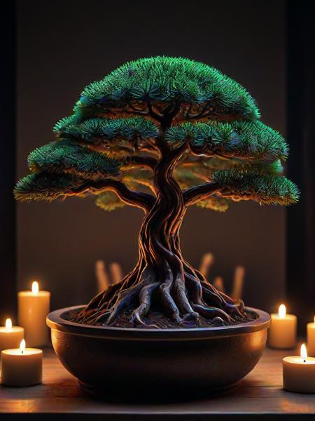 CardboardRay, (embedding:Smooth_Quality:1), A peaceful bonsai tree in a ceramic pot surrounded by soft, glowing candles.,
<lora:4steps wai-2Rectified-V140:1.0000000000000002> <lora:Smooth_Booster_v3:0.20000000000000004> <lora:illustriousXLv01_stabilizer_v1.185c:0.20000000000000004> <lora:CardboardRay:0.8>