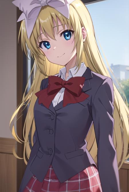 mafuyushiina, <lora:mafuyu shiina s2-lora-nochekaiser:1>,
mafuyu shiina, long hair, blue eyes, blonde hair, bow, hair bow, bowtie, smile,
BREAK skirt, school uniform, plaid, plaid skirt, shirt, white shirt, collared shirt, jacket, long sleeves, black jacket,
BREAK indoors, classroom,
BREAK looking at viewer, (cowboy shot:1.5),
BREAK <lyco:GoodHands-beta2:1>, (masterpiece:1.2), best quality, high resolution, unity 8k wallpaper, (illustration:0.8), (beautiful detailed eyes:1.6), extremely detailed face, perfect lighting, extremely detailed CG, (perfect hands, perfect anatomy),