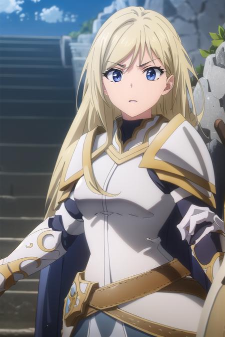 femaleknight, <lyco:femaleknight-lyco-nochekaiser:1>, 
female knight, long hair, blue eyes, blonde hair,
BREAK weapon, sword, cape, armor, shoulder armor, gauntlets, pauldrons, breastplate, knight,
BREAK outdoors, forest, grass, nature, sky, cloud, sun,
BREAK looking at viewer, (cowboy shot:1.5),
BREAK <lyco:GoodHands-beta2:1>, (masterpiece:1.2), best quality, high resolution, unity 8k wallpaper, (illustration:0.8), (beautiful detailed eyes:1.6), extremely detailed face, perfect lighting, extremely detailed CG, (perfect hands, perfect anatomy),