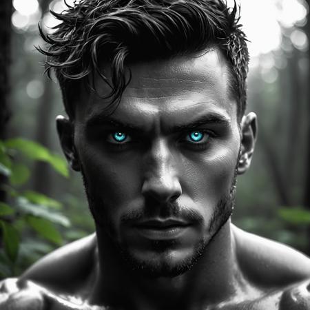 (Artistic,Beautiful/Handsome Roman,Detailed Eyes,Detailed Mouth/Teeth,Full Body,Perfect features,Full Body:1.2) ,Friarmoody lighting,Neon Accents,soft cinematic light,soothing tones,Soft Image,Dusk Particles, b&w photo of 42 y.o 21yo, Sexy/Handsome Victorian Style, in black Chaotic Classical Cyberpunk Uniqueness, Short and messy, face, half body, body, high detailed skin, skin pores, warm vegetation and woods, overcast weather, wind, waves, 8k uhd, dslr, soft lighting, high quality, film grain, Fujifilm XT3, Skin Shine,Shiny Skin,Luscious skin,Flawless Skin,Vicious Mode,Unique Lighting,Full Body,Deep Contrast,Action Pose