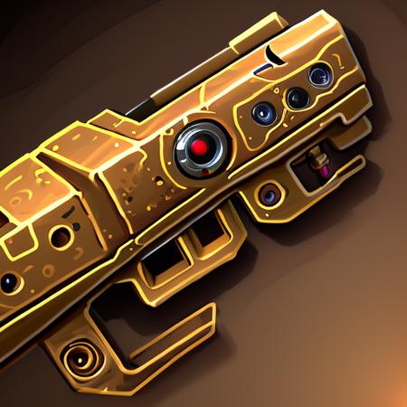 best quality, masterpiece, very high resolution, highly detailed, steampunk taser rifle, stylized game icon