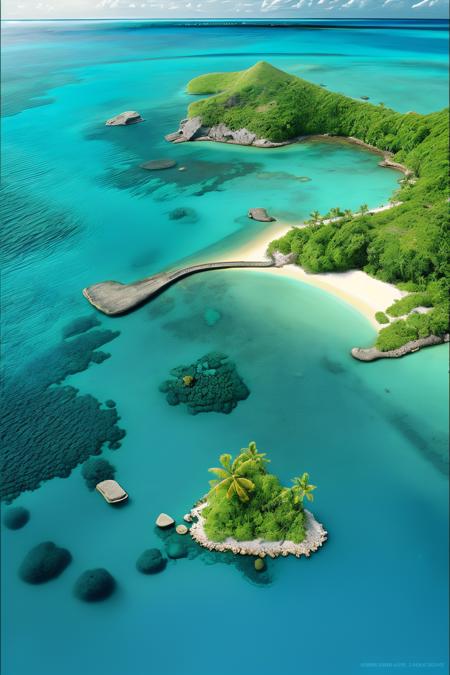 Crystal-clear waters of a tropical paradise, landscape:0.6, island beauty:0.7, azure waters:0.5, relaxation:0.4.  , wallpaper_X