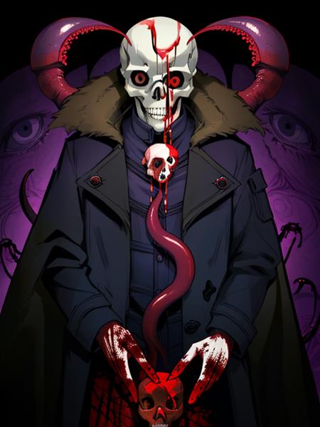 1male,hejian,forehead protect,masterpiece, bestquality,concept_art,solo,Necromancer,long_jacket,purple_liquid,wand,partly_bangs,((tentacles,skull,nightmare,flouting_eyeballs,blood))
 <lora:hejian-2-000010:1>