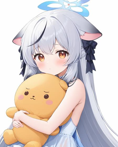 kokona \(blue archive\),1girl, pout, looking_at_viewer, solo, white_background, :t, simple_background, blush, object_hug, hair_ribbon, bare_shoulders, dress, stuffed_animal, closed_mouth
<lora:kokona_(blue_archive)_image1689_2023-11-28-000014:1>halo. gorgeous,key visual, vibrant, studio anime,award-winning, professional, highly detailed,high budget, cinemascope