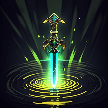 cureglowing\(skill icon\),1sword,glowing,dark background,water <lora:GameIcon_Skill_Healing:0.7>