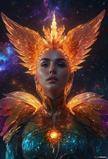 Fantasy celestial entity, 
whole body view, 
surrealism, 
alcohol ink, 
double exposure, 
godly aura, 
energy body, 
perfect face, 
glowing eyes, 
alluring, 
holografic colours, 
orbs of magic, 
fairy wings, 
outer space, 
8k, 
UHD, 
masterpiece, 
hight resolution, 
delicate detail, 
hyper realistic, 
highly detailed, 
perfect composition, 
gorgeous, 
beautiful, 
detailed, 
insanely detailed, 
octane render, 
trending on artstation, 
8k artistic photography, 
photorealistic, 
concept art, 
soft, 
natural, 
volumetric, 
cinematic, 
natural light, 
sf, 
intricate artwork