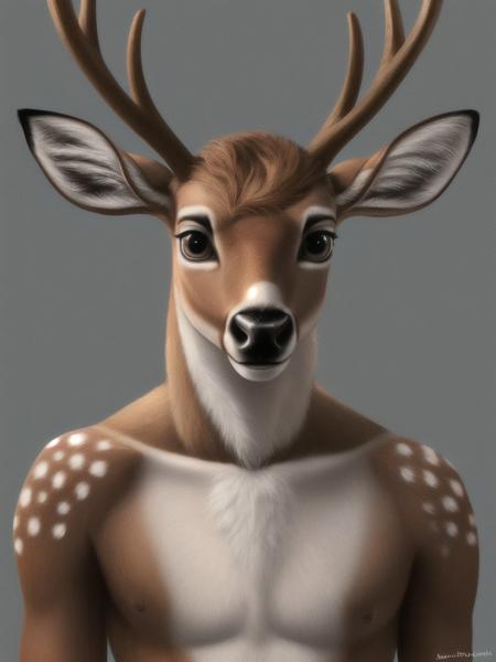 deer, solo, anthro, hyper realistic,