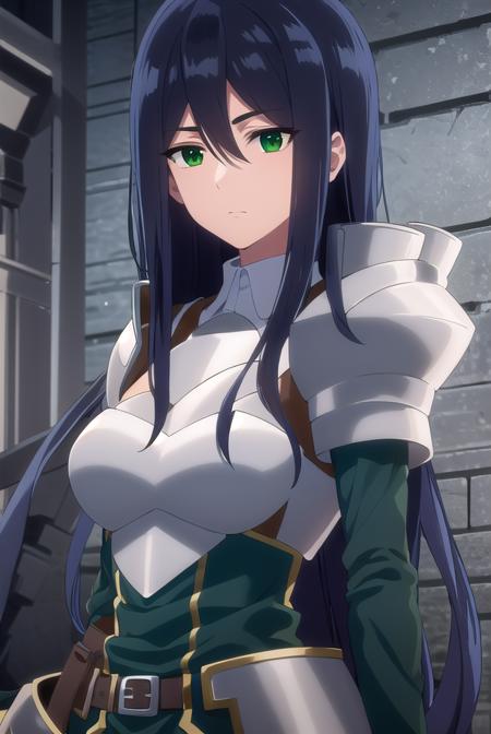 theodoradephilo, <lora:theodora dephilo s1-lora-nochekaiser:1>,
theodora dephilo, long hair, black hair, hair between eyes, very long hair, (green eyes:1.3),
BREAK gloves, black gloves, belt, fingerless gloves, armor, shoulder armor, breastplate,
BREAK outdoors,
BREAK looking at viewer, (cowboy shot:1.5),
BREAK <lyco:GoodHands-beta2:1>, (masterpiece:1.2), best quality, high resolution, unity 8k wallpaper, (illustration:0.8), (beautiful detailed eyes:1.6), extremely detailed face, perfect lighting, extremely detailed CG, (perfect hands, perfect anatomy),