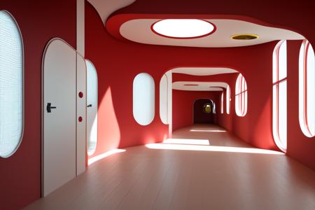 <lora:S1-Backroom_DreamLike-000006:0.5>,
backroom,liminal space,Level-15,Futuristic Halls,sci-fi,futuristic,white wall,corridor,red corridor,red windows,building,
(photorealistic), [sharp focus], (HDR), (8k), (gigapixel), (masterpiece)