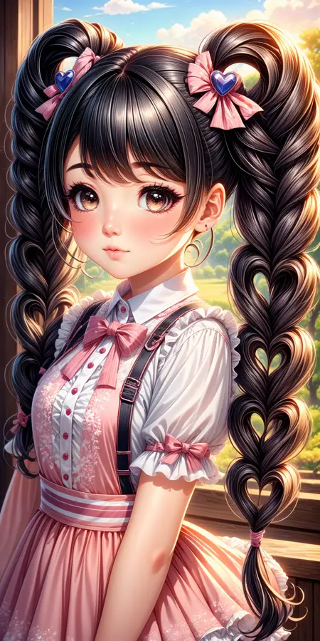 Heart-Shaped Braided Twintails Hair