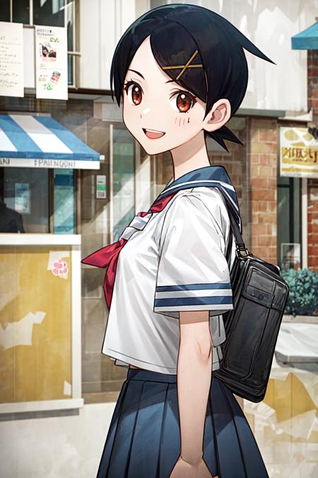 KafukaFuura, school uniform, blue skirt, short sleeves