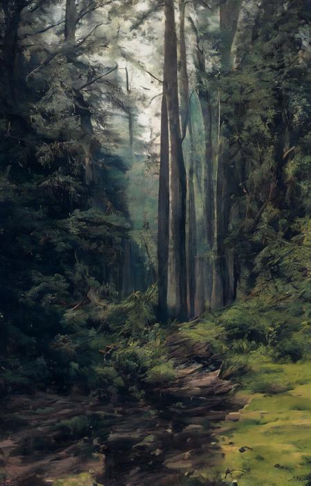 forest, sunlight:1.3, sunset, SHISHKIN, best quality, ultra_detailed, landscape, <lora:SHISHKIN(LANDSCAPE)_V1-000001:1>, realistic, oil painting, scenery, water, warm tone, path, puddle, humans, warm color:1.4, high contrast, HDRI