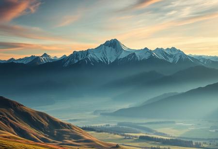 majestic Tian Shan Mountain Range, captured in a breathtaking landscape photography style, dramatic lighting, snow-capped peaks, lush green valleys, vibrant skies, ultra-wide lens, high-resolution detail, high detail. highly detailed and hyper realistic photo, by Alena Aenami , by Archibald Thorburn , by Daniele Afferni , in the style of  monochromatic silhouette reflection,  limited dark palette, unusual dark colors, faded colors, atmospheric haze, highly dramatic cinematic lighting, motion blur, film grain,  professional, excellent composition, finest details, maximized details, ultimate detail level, masterpiece, best quality