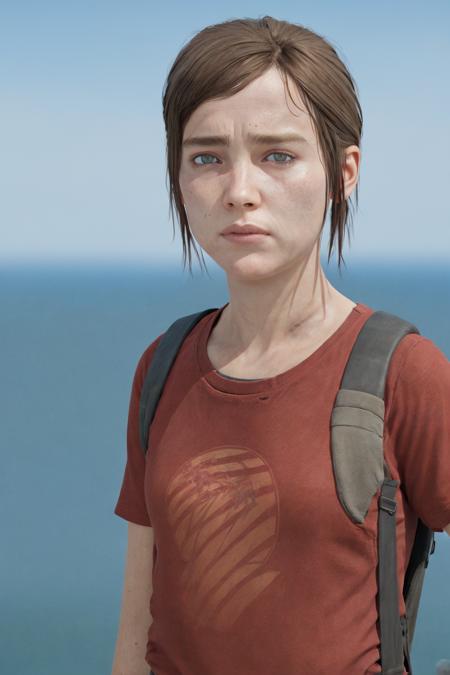 (best quality:1) , (masterpiece:1), (ultra detailed:1), TLOU_EW, photorealism, upper body, (looking at viewer:1.1), (scenery, ocean background:1.2)  <lora:lora_TLOU_EW_1stTrialSD-1.5Full-000022:0.5>