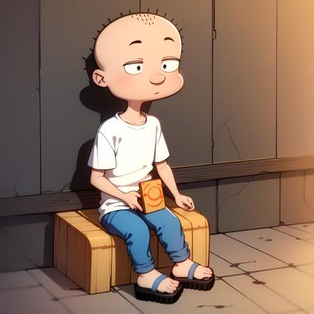 ((masterpiece, best quality)),solo,1boy, Jonny2x4, bald, white shirt, pants, black sandals,  <lora:Jonny2x4_v1-10:0.6>