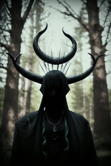 a man with a tree on his head , solo, 1boy, male focus, outdoors, from behind, tree, monster, horror (theme) , witch_style