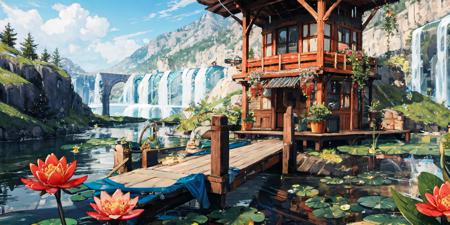 (masterpiece:1.2), best quality,fantasy,
scenery, from above, water, no humans, flower, lily pad, outdoors, rock, food
 <lora:UE_20230717224732-000003:0.6>