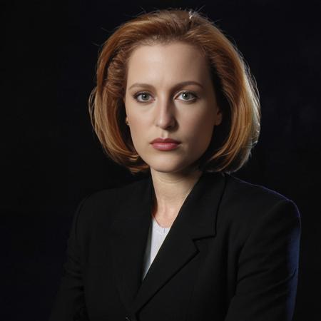 Dana Scully, woman, business suit, dark background, upper body, long blonde hair
<lora:DanaScully:1>