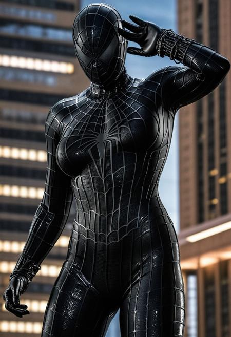 score_9, score_8_up, score_7_up, best quality, realistic, masterpiece, beautiful detail, hyperrealistic, afternoon sky, ((1girl, woman body, big breasts)), amazing detailed full body portrait of a beautiful japanese girl, wearing a realistic and highly detailed black raimi spider-man suit, ((huge muscular girl)), professional model wears ultra - detailed black raimi spider - man suit, ultra - detailed and grained black raimi spiderman suit, suit covered entire body and hand, black spiderman gloves, wet, (dancing), (full body), (dirty skin), close up, octane render, highly detailed, volumetric, dramatic lighting, (highest quality:1.1), (HDR:1.3), (top quality, best quality), realistic, high definition, Expressionism - sharp focus, professional photography, masterpiece, ultra detailed photograph, high quality, 8k,