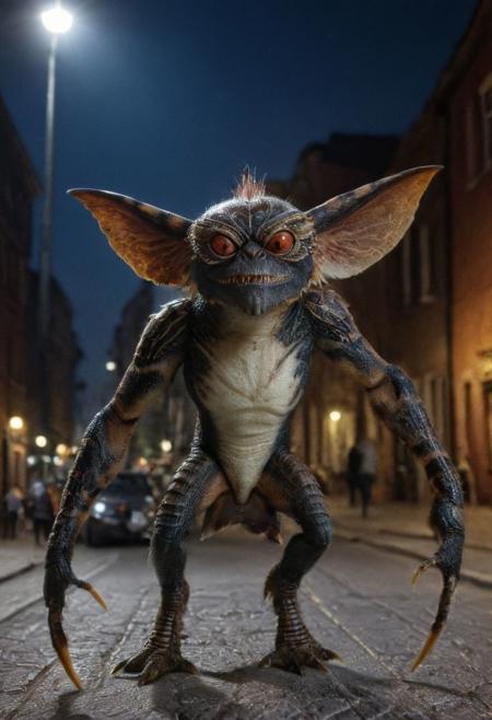 Xgremlinx,(Xvillanx,Xspiderx:1.3),middle body of spider, middle body gremlin, spider gremlin, amazing quality, masterpiece, best quality, hyper detailed, ultra detailed, UHD, perfect anatomy, portrait, hyper-realism, majestic, awesome, inspiring, - portrait in night city street ,  cinematic composition, soft shadows, national geographic style,