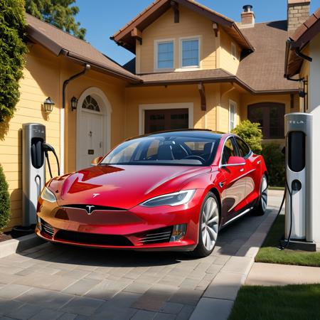 Super Mario style (Magical Photo:1.3) of (Detailed illustration:1.3) <lora:FFusion-We-Are-Electric.64LORA:1> tesla model s parked in front of a house, tesla, tesla car, hyper realistic â, hyper realisticâ, âgas station photography, charging through city, car tesla 3, by Scott M. Fischer, by John La Gatta, ultra realistic â, ultra realisticâ, by Kurt Roesch, red and cinematic lighting, by Randy Post, photorealistic â, photorealisticâ,Highly Detailed . Vibrant, cute, cartoony, fantasy, playful, reminiscent of Super Mario series