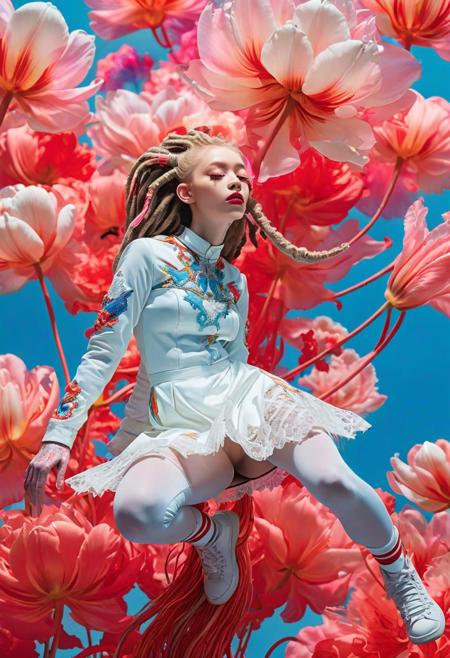 (anthropomorphic monkeys, band, 3 monkeys, long dreadlocks, gangsta rapper:1.75),Dynamic view of cute shirt, pleaded short skirt, thigh high socks, arched back, classroom, dynamic pose:1.5, dutch angle, sideview a holographic magical astronaut, detailed frame, painting looks to be life like, hanging on a wall, magical multicolored ink, high quality, imagination, 8k, fantasy art, vivid magical colors  hyper realistic and highly detailed, by Annie Leibovitz and Sachin Teng, panoramic wide angle shot of an phenomenally beautiful otherworldly landscape, famous artwork by (vincent chong:1.1)  milky way, love, heart, red hair, stunning white dress, white lace gloves, white flowers, white tulips, floral decoratate details  atom bomb explosion by van gogh colourful, pink, blue, black, red, trippy psychedelic style Ombre _james jean, floating female figure made of ribbons, smoke, in the sky, colorful and vibrant, mystical colors, contemporary impressionism, yanjun cheng portrait painting, iridescent painting,james jean, floating deer figure made of butterfly, smoke, in the sky, colorful and vibrant, mysti