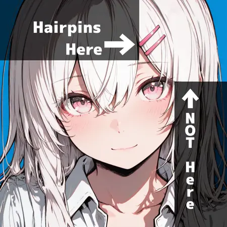White Hair Pink Eyes chan + Hairpins fix