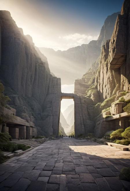 (POV view , DOF, first people view from the entrance, low angle shot:1.4), in In the desert oasis,
(Ancient civilization, Alien Prometheus movie scene, dune movie scene:1.5), (The colonial city of the future, in the mist-filled Grand Canyon, on an unknown Earth-like planet, 2 moon on sky, Spaceship flight connects colonies, waterfulls:1.3), (Machu Picchu, a mountain settlement, incredibly spectacular:1.2), (Mario Botta:1.3), (avant-garde, future, reality, science fiction, photorealistic), (modern architecture:1.2), White limestone and black granite, fountain, waterfall, landmark, square, path, narrow street,
(Large Files, Ultra Realistic, 8K, 16k, FHD, HD, VFX, Perfect, Photography, composition, Architecture Sales Photography, Architecture Competition, Ultra High Resolution, Cinematography, High Resolution Image:1.1), (dramatic lighting, direct sunlight, ray tracing, clear shadow:1.2),  (real landscape:1.1), (blurred background:1.0), (urban background, more_details) ,
extremely detailed, hillscastel, great lighting, Country Style House