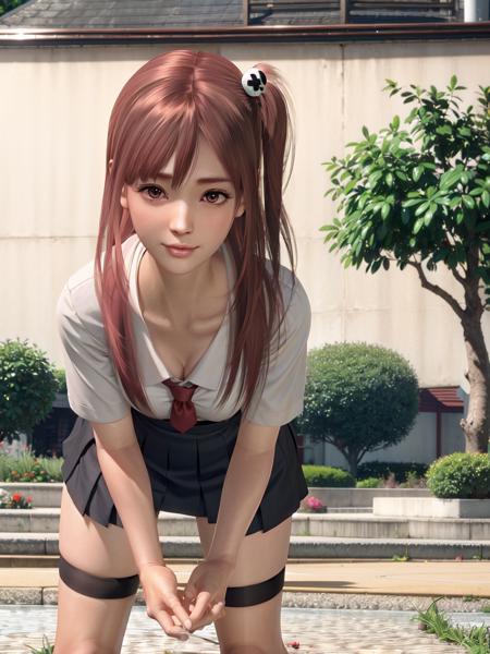 <lora:honokav1:0.8>, (school uniform:1.3),  (black stockings:1.3), (japanese uniform), honoka, red hair, 1girl, solo, realistic, hair ornament, make up, smile,  long hair, looking at viewer, blurry, day, blush, soft light, 8K, ultra high resolution, ultra-detailed, photorealistic, an extremely delicate and beautiful,  8K, ultra high resolution, ultra-detailed, photorealistic, an extremely delicate and beautiful, (standing:1.3), (full body:1.2), blurry background, depth of field, (school:1.2)