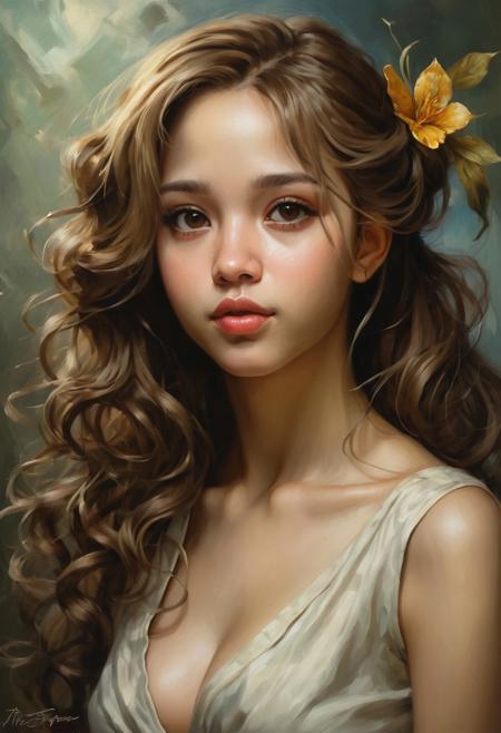 portrait of a pretty girl 24 y.o in the style of Heather Theurer