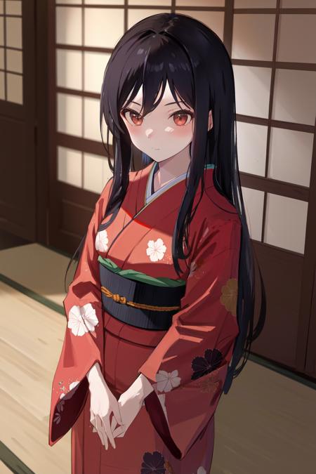 masterpiece, best quality, highres, 1girl <lora:kuroyukihime_no_outfit:1> kimono