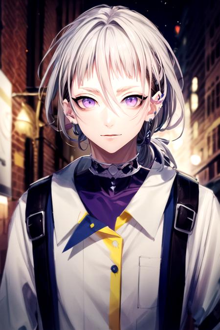 ryuu_natsume, grey hair, purple eyes