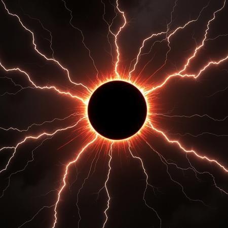 Dyson sphere surrounding a black hole with lightning bolts