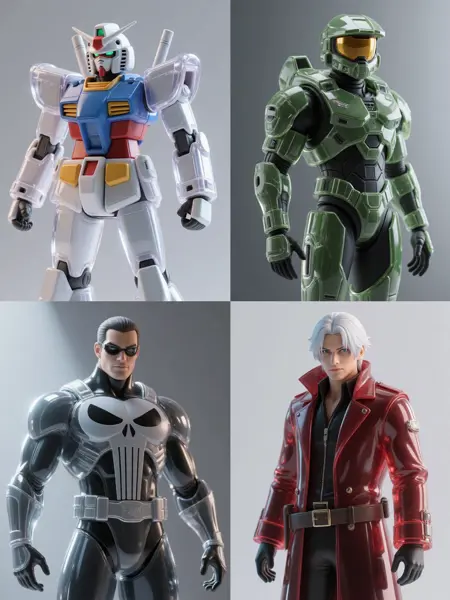 Translucent and glossy figure model