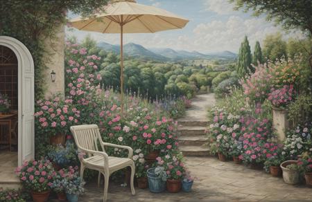 scenery,a painting,scene painting, patch ,garden ,terrace ,